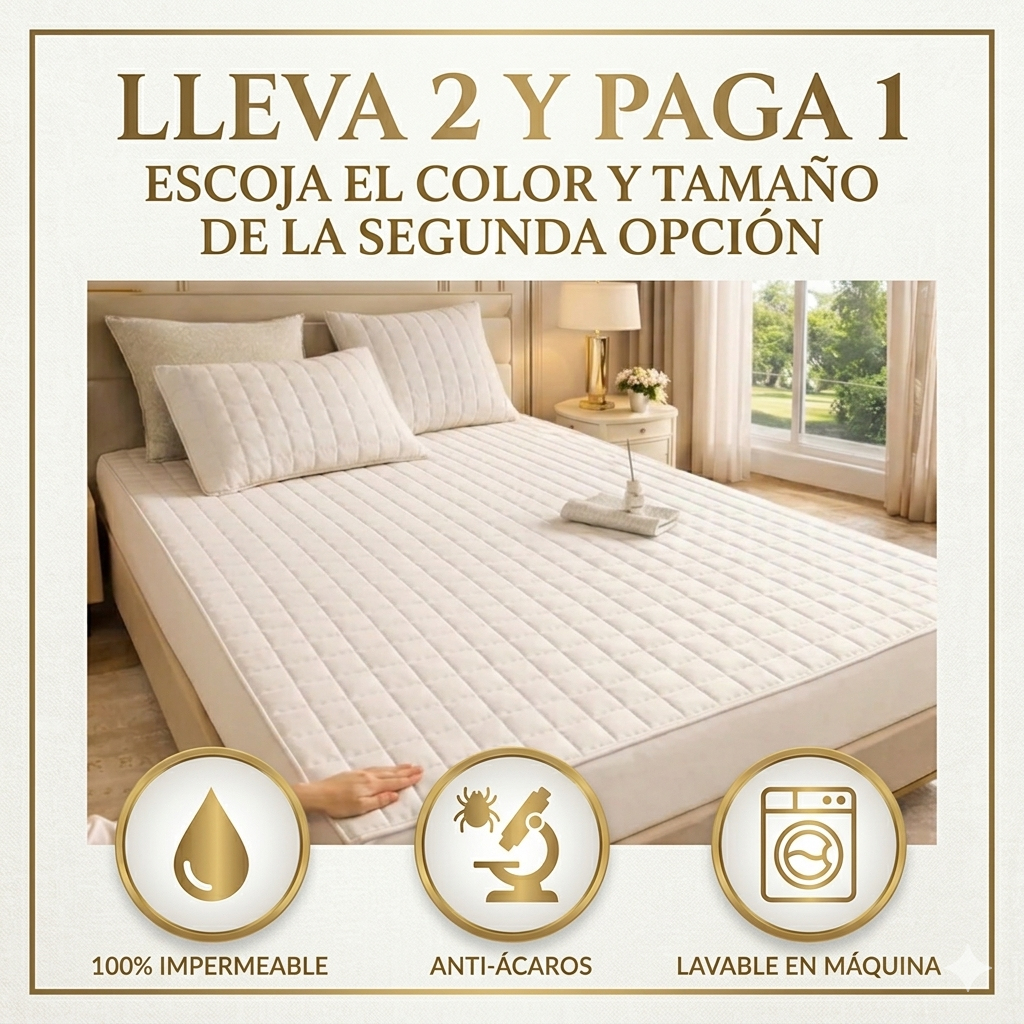 Protector Impermeable Premium – Protege tu colchón de líquidos, ácaros y manchas: ¡ Lleva 2 y Paga 1